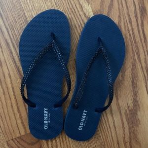 navy blue sparkly flip flops